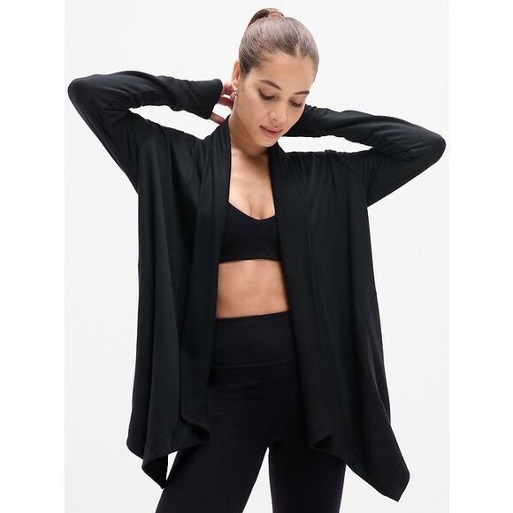 Athleta Pranayama Restore Wrap Cardigan size M Black - Picture 1 of 10